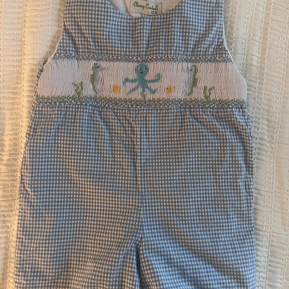 Charming Blue Gingham Kids Romper by